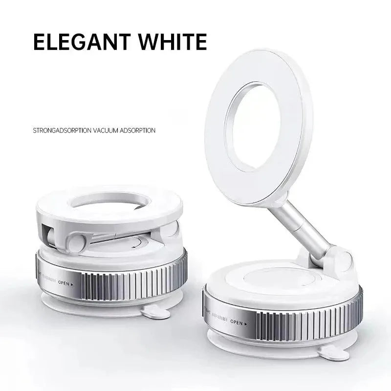 Portable 360° Multifunctional Car Vacuum Magnetic Phone Holder with Foldable Rotatable Suction Cup Stand for iPhone 16 and Samsung Devices