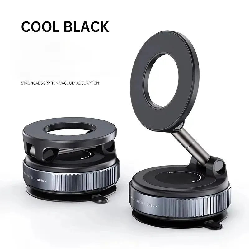 Portable 360° Multifunctional Car Vacuum Magnetic Phone Holder with Foldable Rotatable Suction Cup Stand for iPhone 16 and Samsung Devices