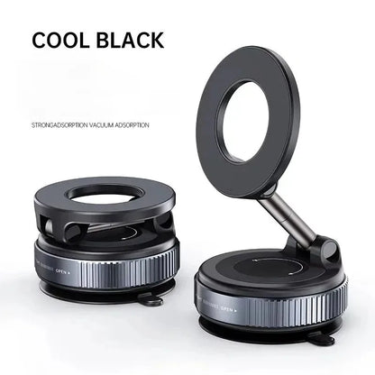Portable 360° Multifunctional Car Vacuum Magnetic Phone Holder with Foldable Rotatable Suction Cup Stand for iPhone 16 and Samsung Devices